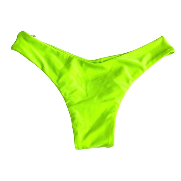 Shein Women’s Small 2 Piece Neon Green Triangle Top High Cut Cheeky Bottom - Picture 2 of 7
